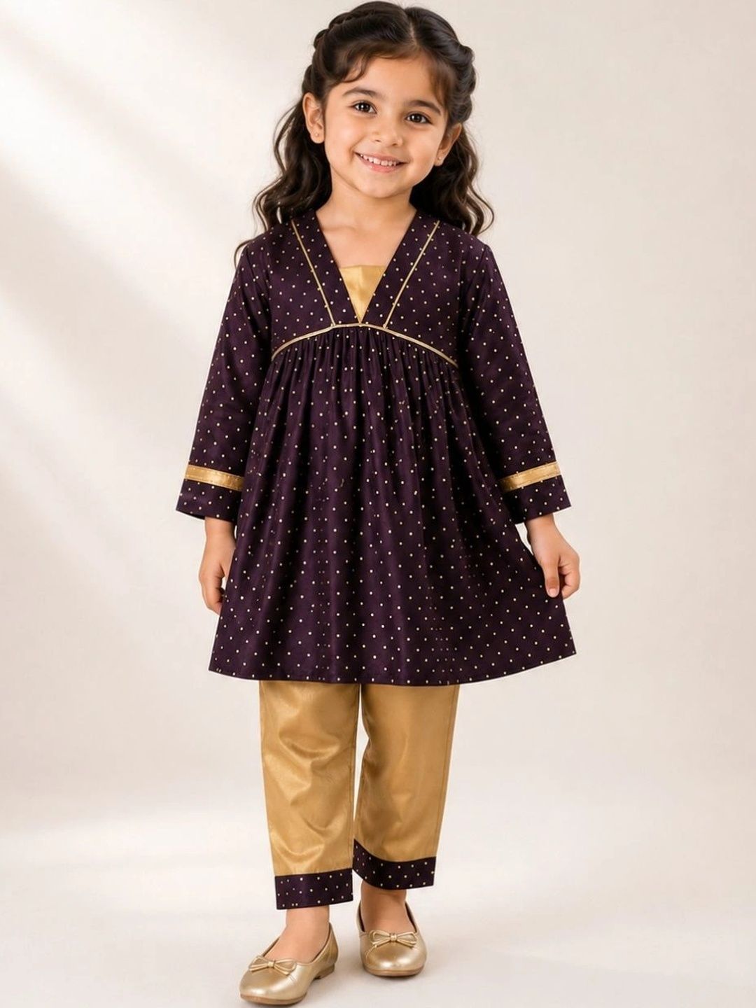Bella Moda Girls Printed Empire Pure Cotton Kurta with Palazzos-picture-27