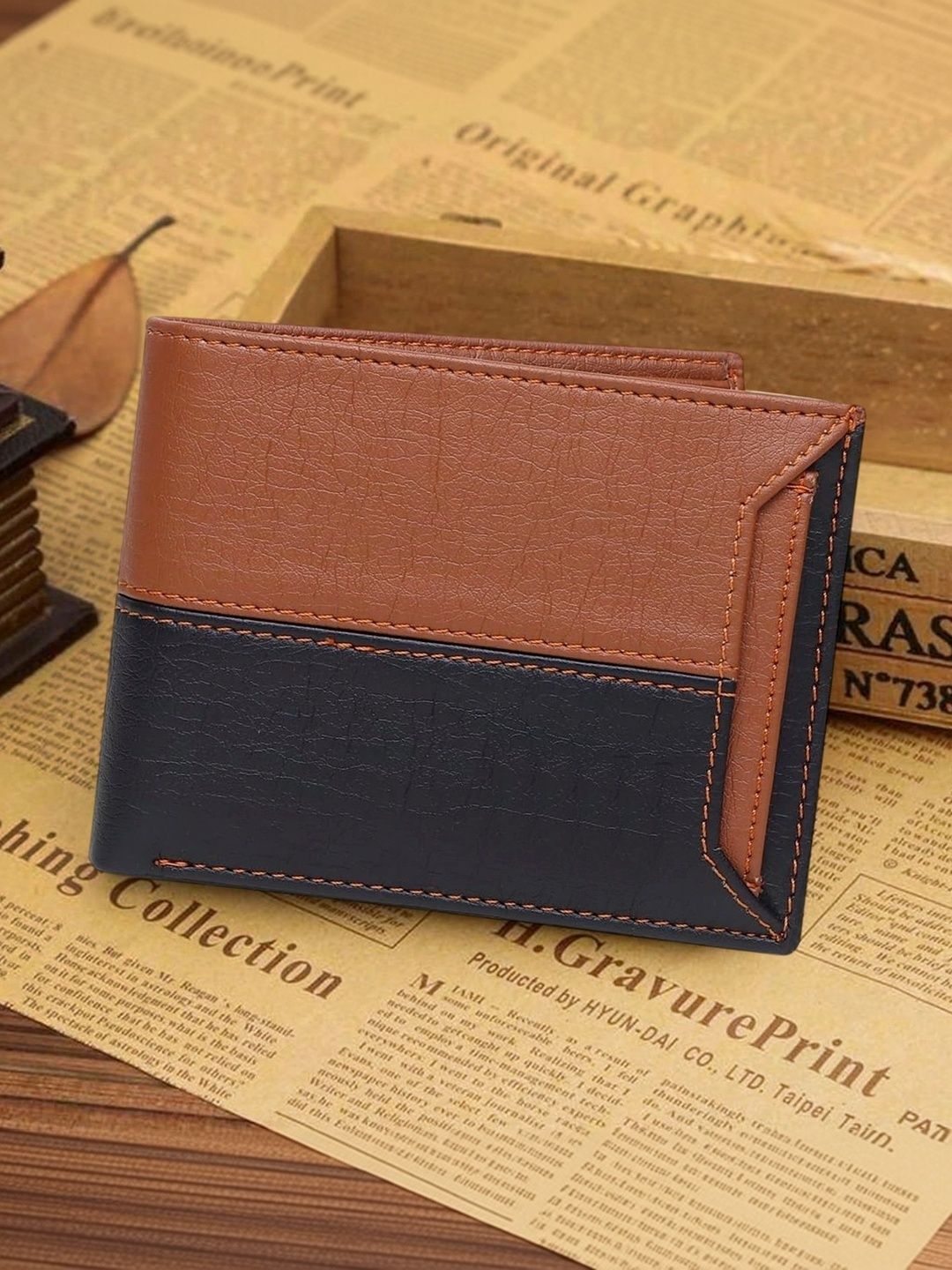 LAER Men Colourblocked PU Two Fold Wallet-picture-31