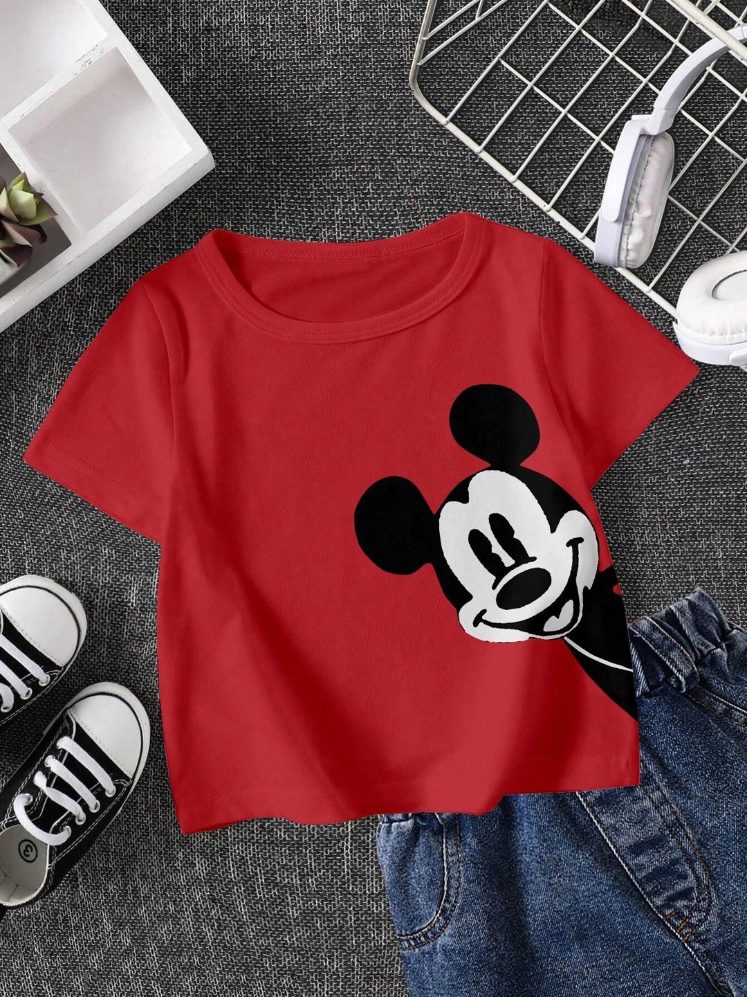YK Disney Kids Brand Logo Mickey Mouse Printed T-shirt-picture-37