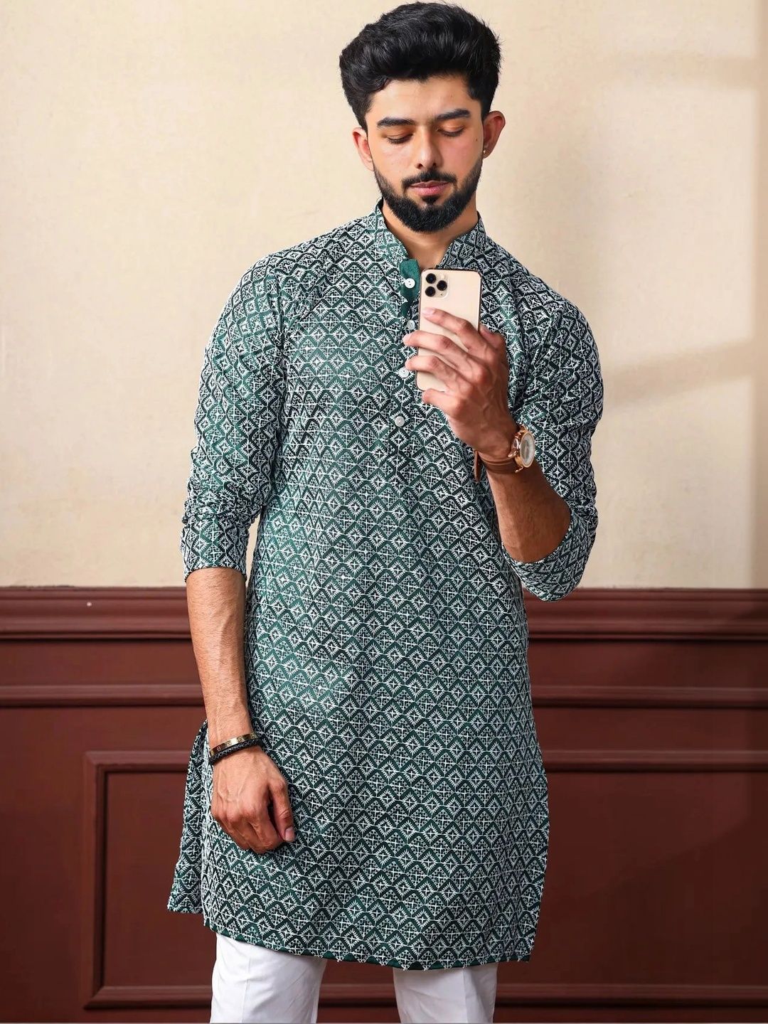 ELYXAROSE Men Geometric Printed Kurta-picture-11