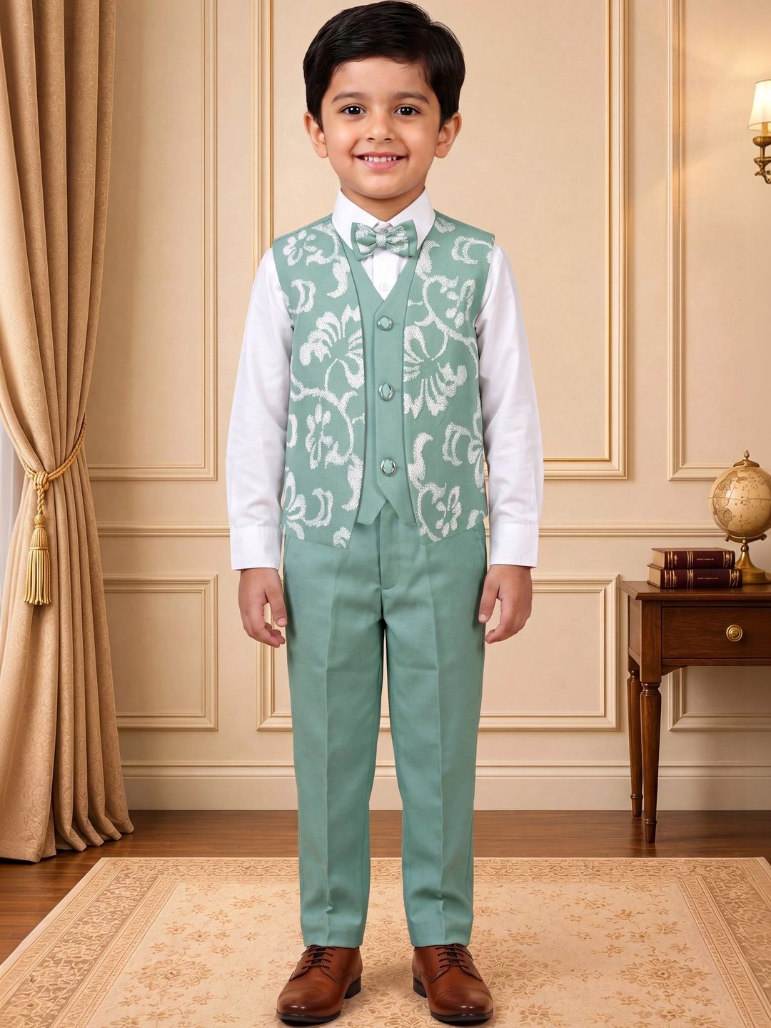 Dripteen Boys Self Design Collarless 3 Piece Suits-picture-13