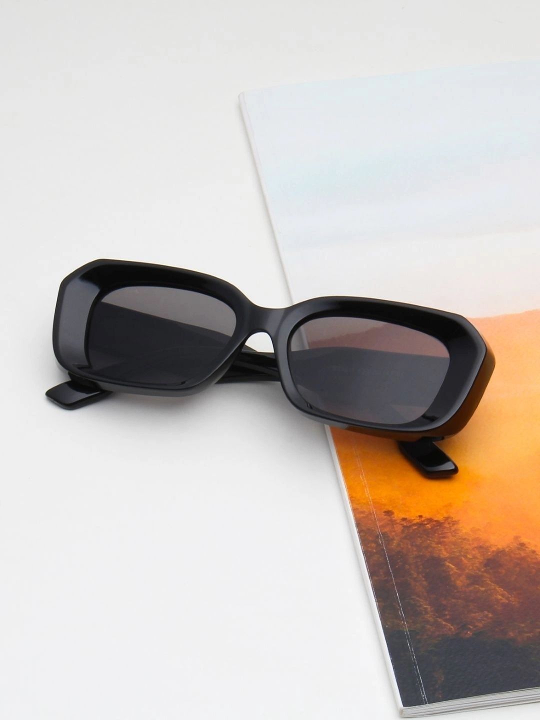 Ted Smith Unisex Black Lens & Black Rectangle Sunglasses with-picture-43