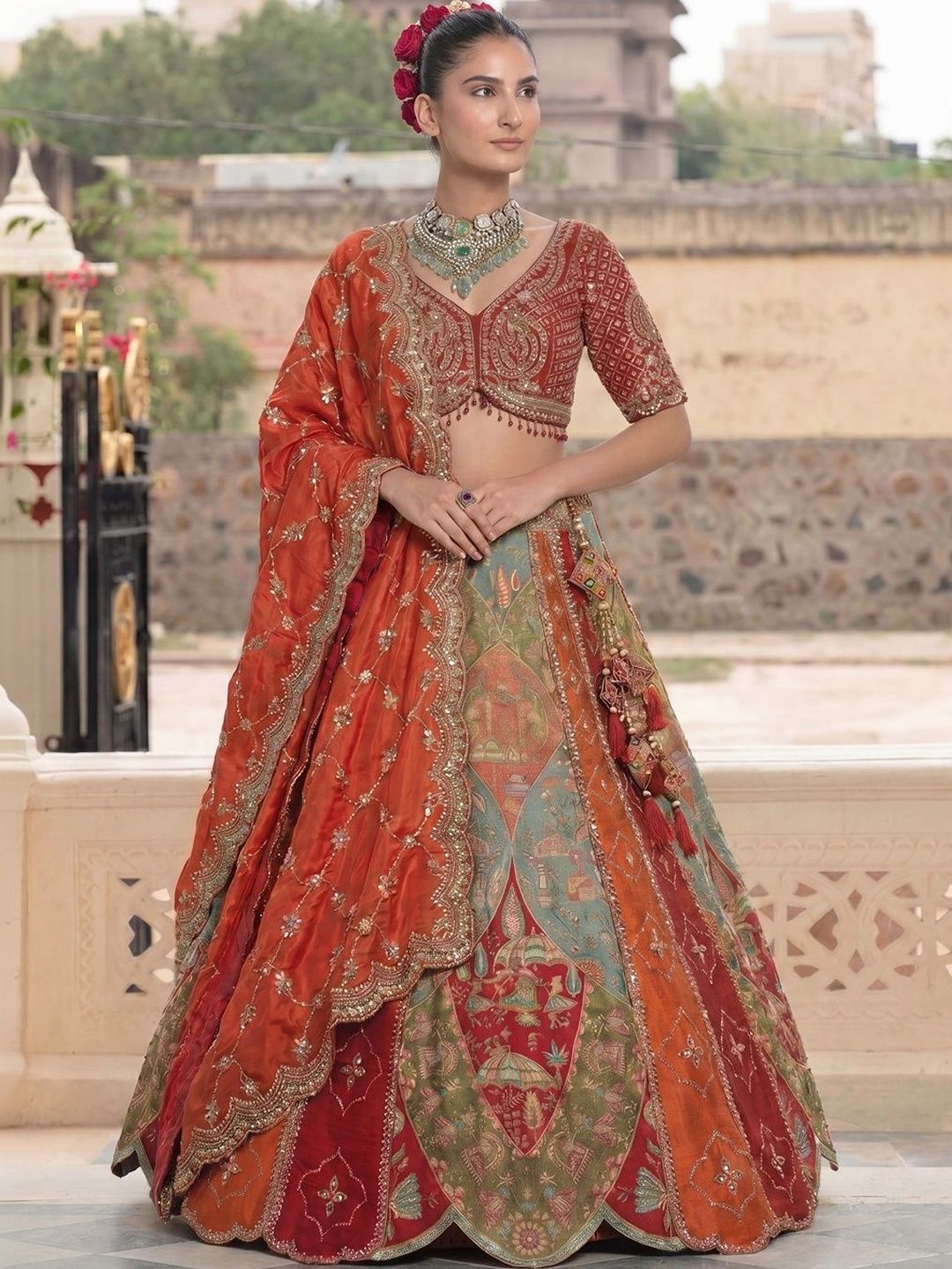 THE THIRD LABEL Embellished Semi-Stitched Lehenga & Ready to Wear Blouse With Dupatta-picture-24