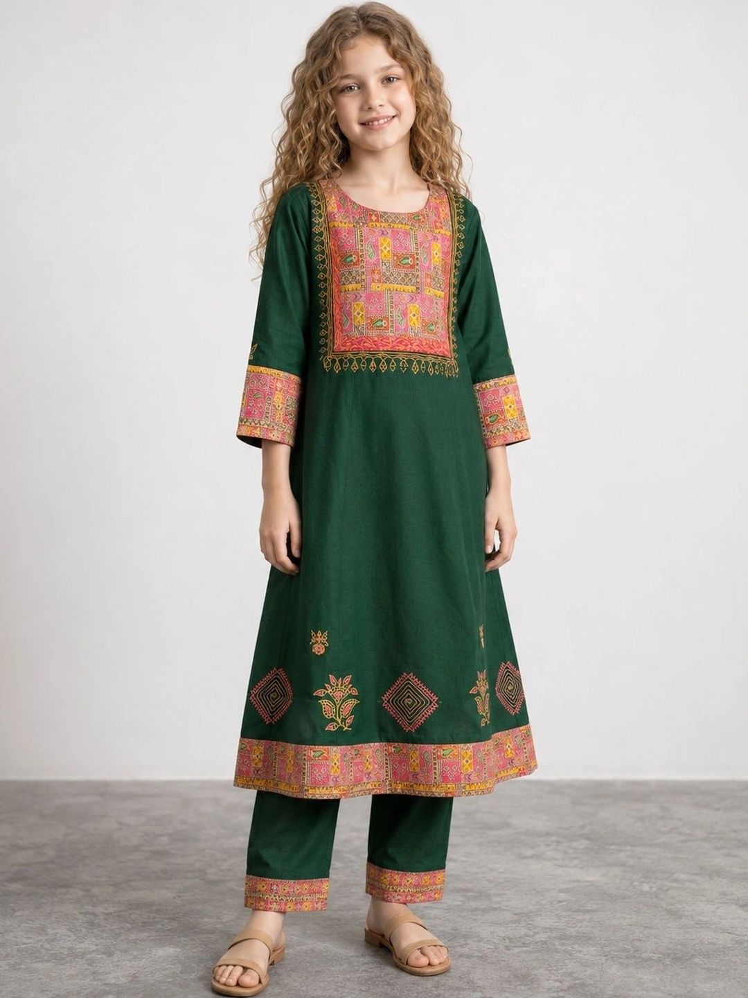 Muhuratam Girls Ethnic Motifs Embroidered Thread Work Kurta-picture-38