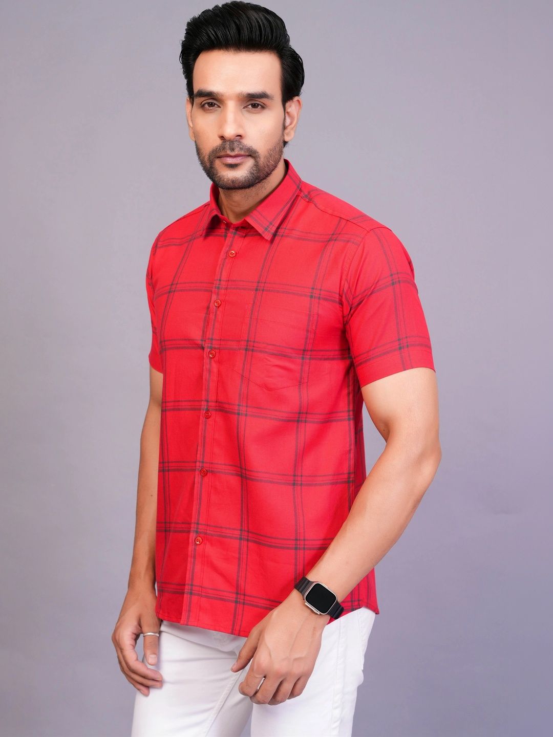 BLACKLILLY Men Standard Slim Fit Gingham Checks Checked Casual Shirt-picture-19