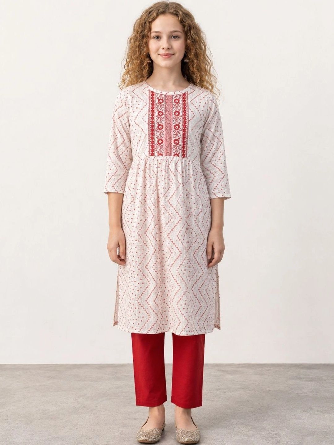 Muhuratam Girls Geometric Printed Thread Work Kurta-picture-18