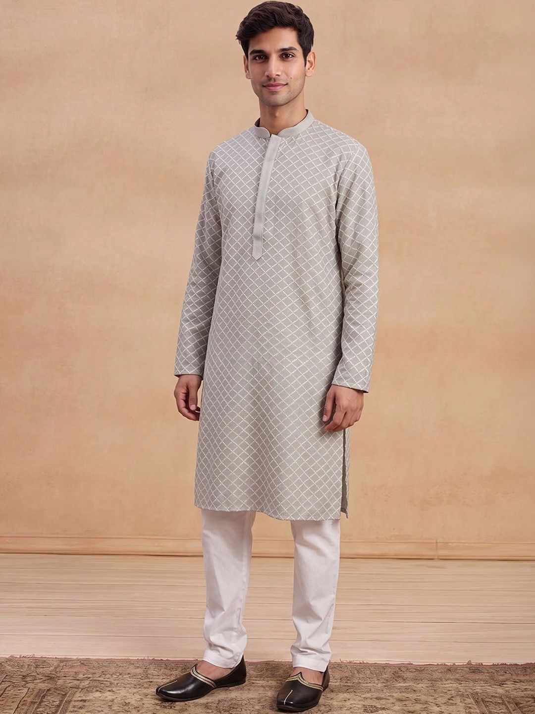 House of Chikankari Men Geometric Printed Kurta-picture-52