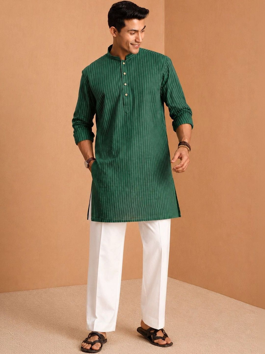 VASTRAMAY Men Striped Regular Kurta with Trousers-picture-13