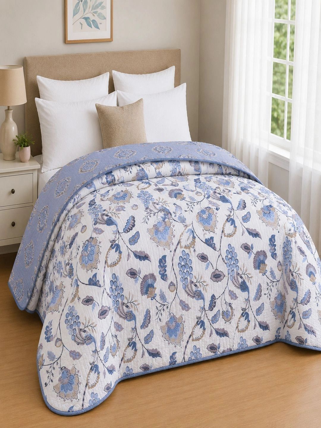 RRC Blue & White Floral AC Room 210 GSM Dohar-image-38