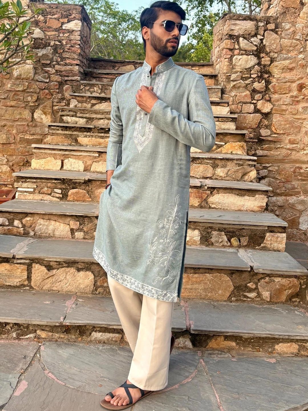 House of Pataudi Men Embroidered Thread Work Kurta-picture-42