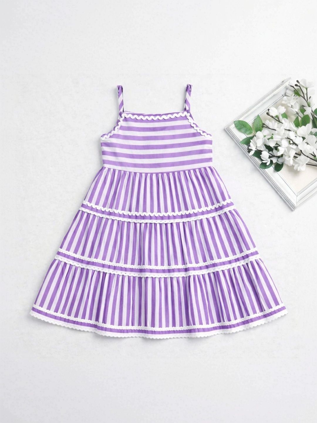 The Magic Wand Striped Ruffled A-Line Dress-picture-39