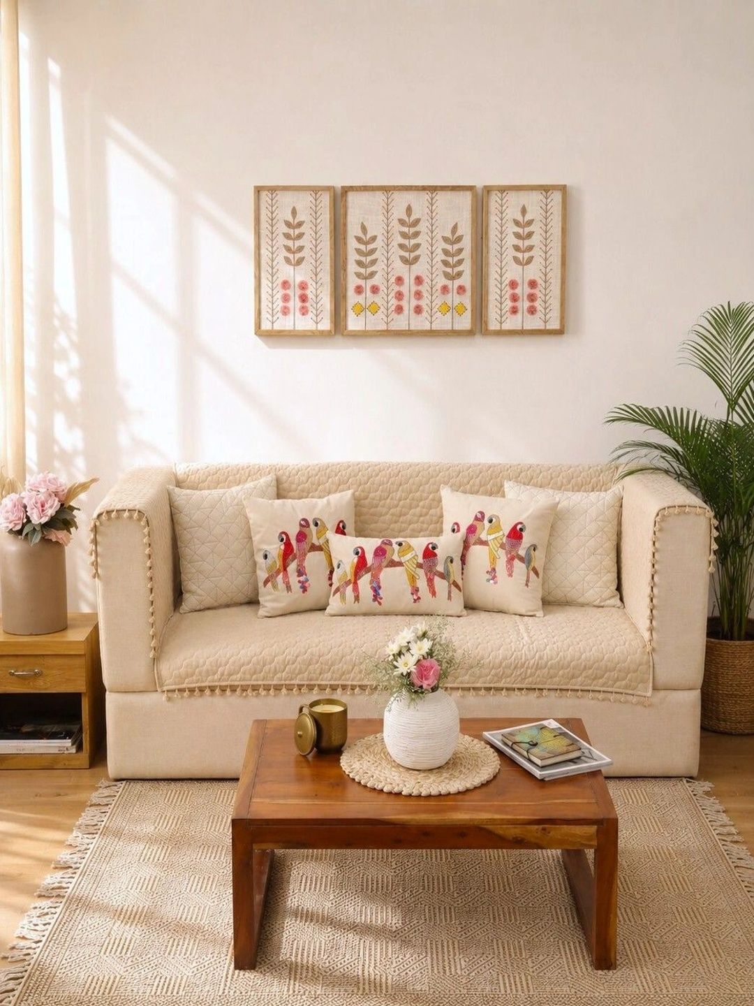 eyda Beige Embroidered Sofa Cover With Arms-image-37