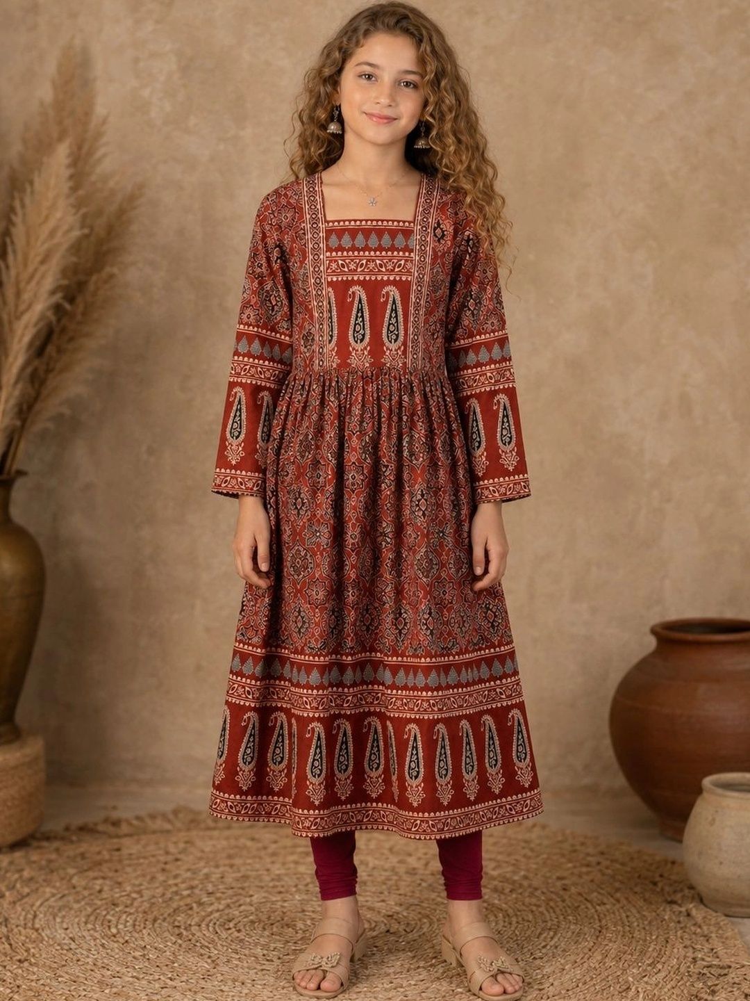 BAESD Girls Paisley Printed Indie Prints Anarkali Kurta-picture-20