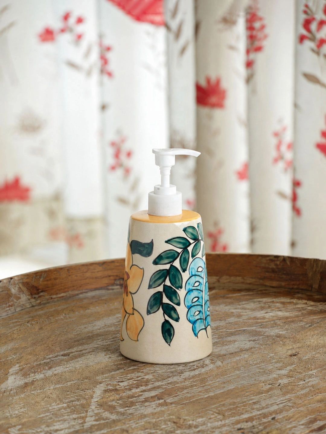 ExclusiveLane Hand-Painted Eden Bloom Ceramic Soap Dispenser-picture-15