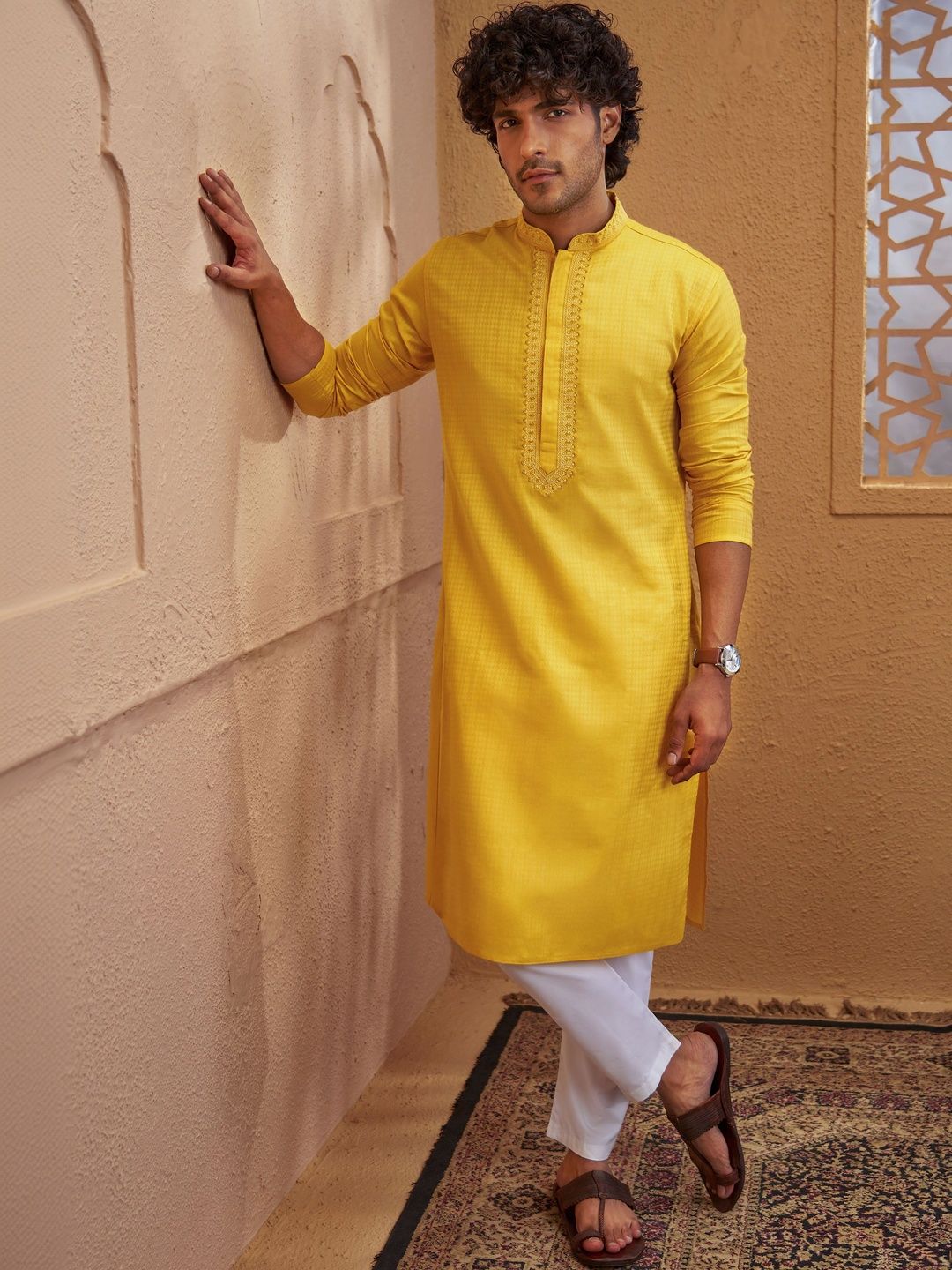 VASTRAMAY Men Regular Thread Work Kurta with Trousers-picture-31