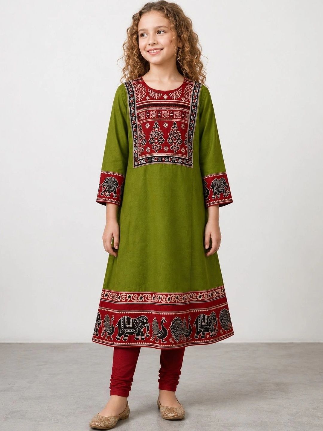 Muhuratam Girls Ethnic Motifs Printed Indie Prints Kurta-picture-16