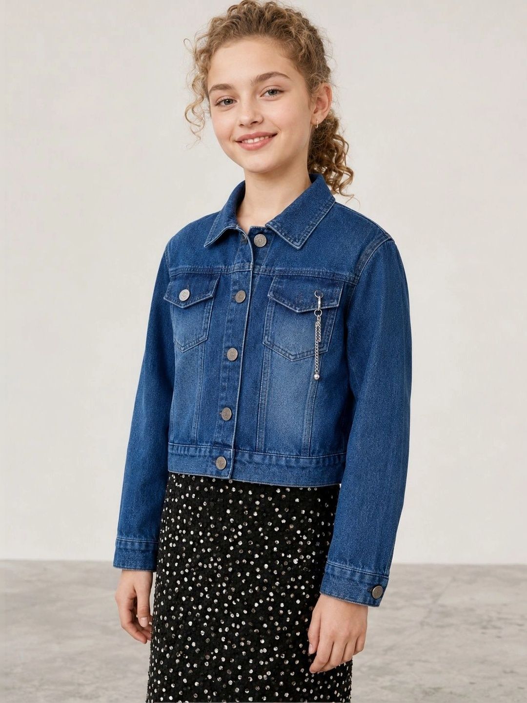Muhuratam Girls Denim Jacket-image-23