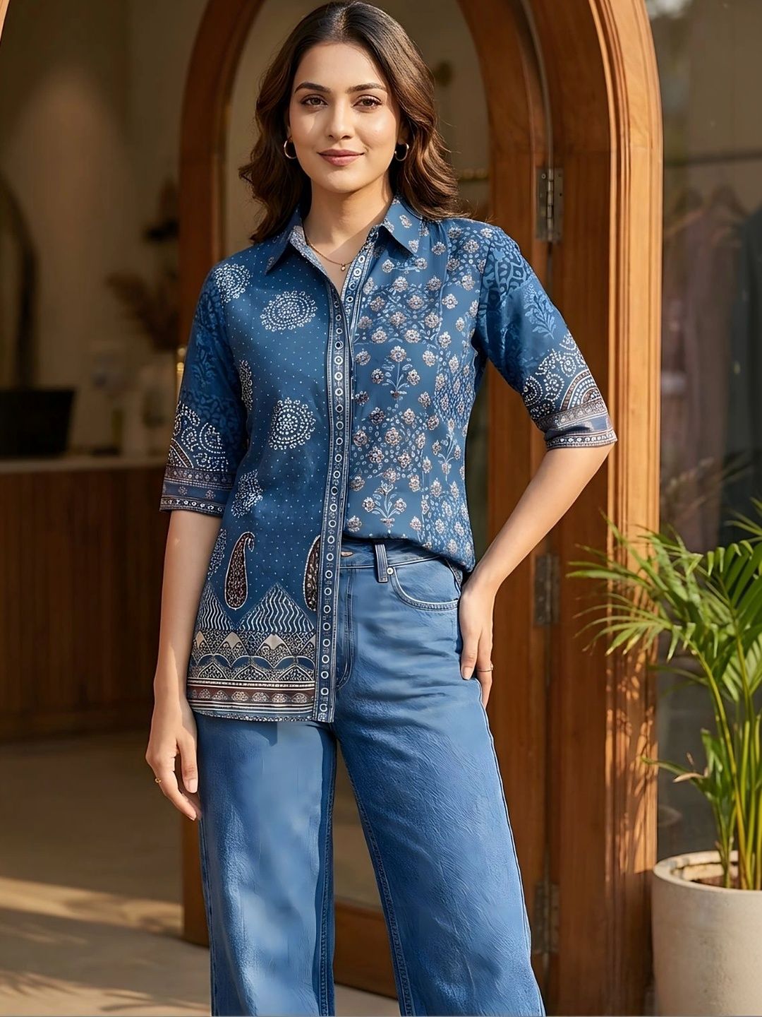 Banwaree Print Ethnic Crepe Top-picture-15
