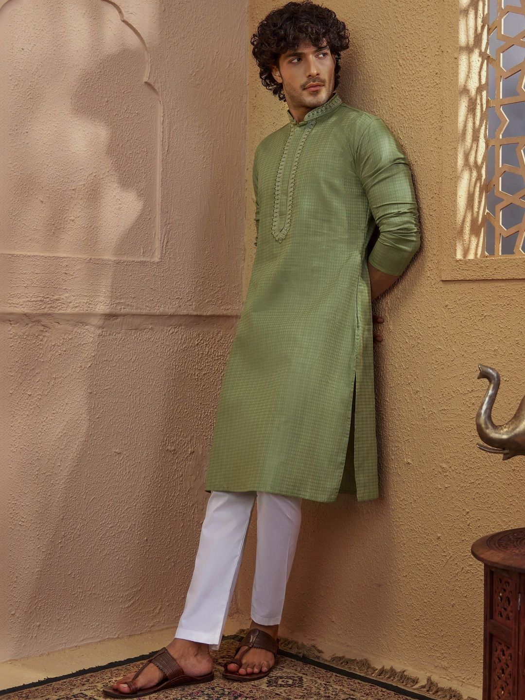 VASTRAMAY Men Ethnic Motifs Regular Thread Work Kurta with Pyjamas-picture-56