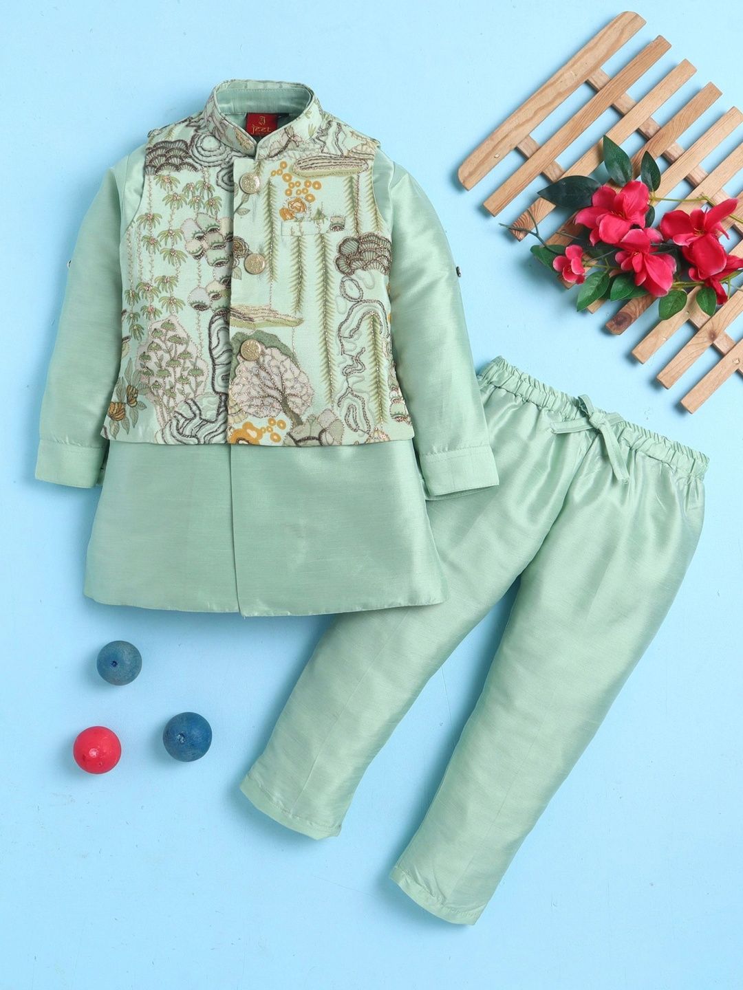 Sparklepop Boys Mandarin Collar Sherwani-picture-33