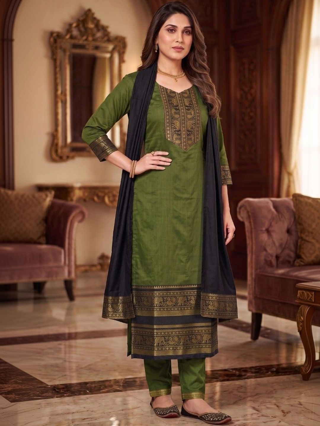 Mitera Women Jacquard Kurta Set with Dupatta-picture-40