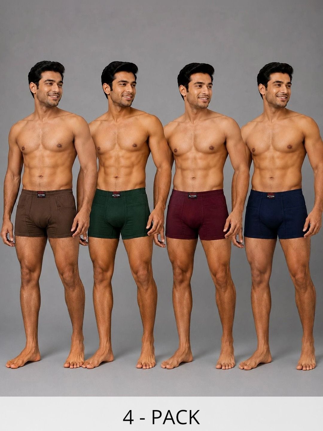 WHITEROSE Pack of 4 Cotton Assorted Solid Trunks-picture-15