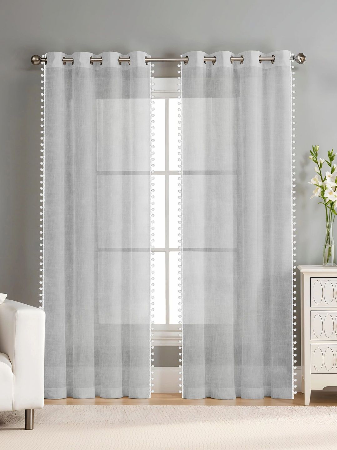 AAVIS DECOR Grey Set of 2 Sheer Door Curtain-image-40