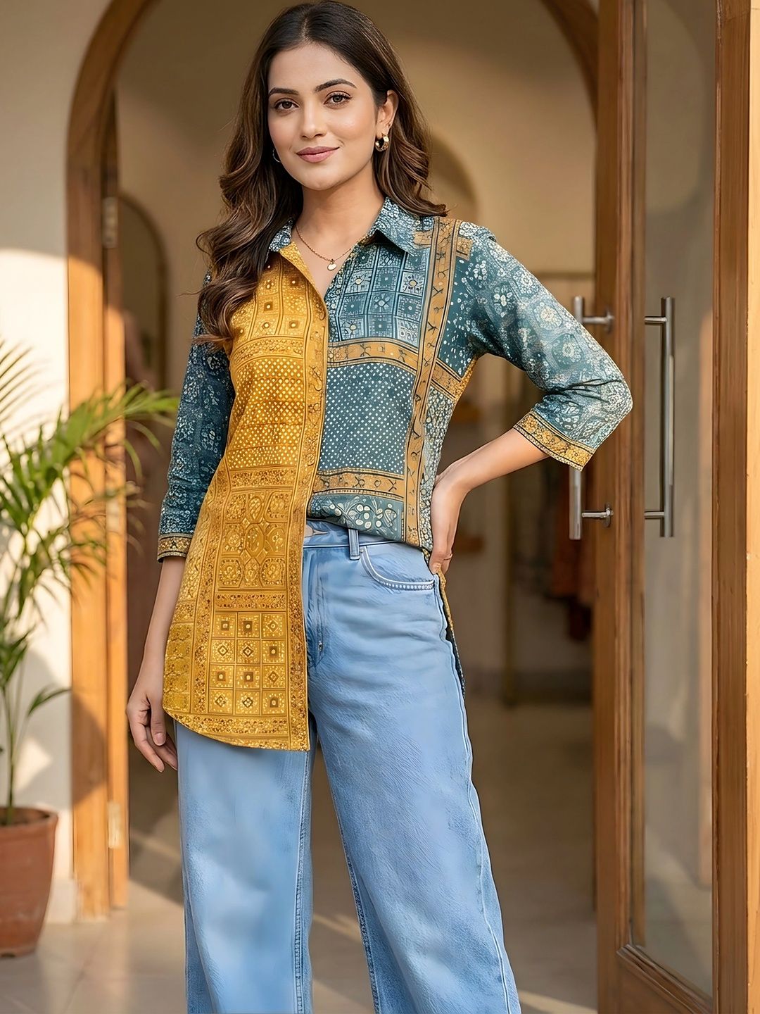 Banwaree Print Ethnic Crepe Shirt Style Top-picture-25