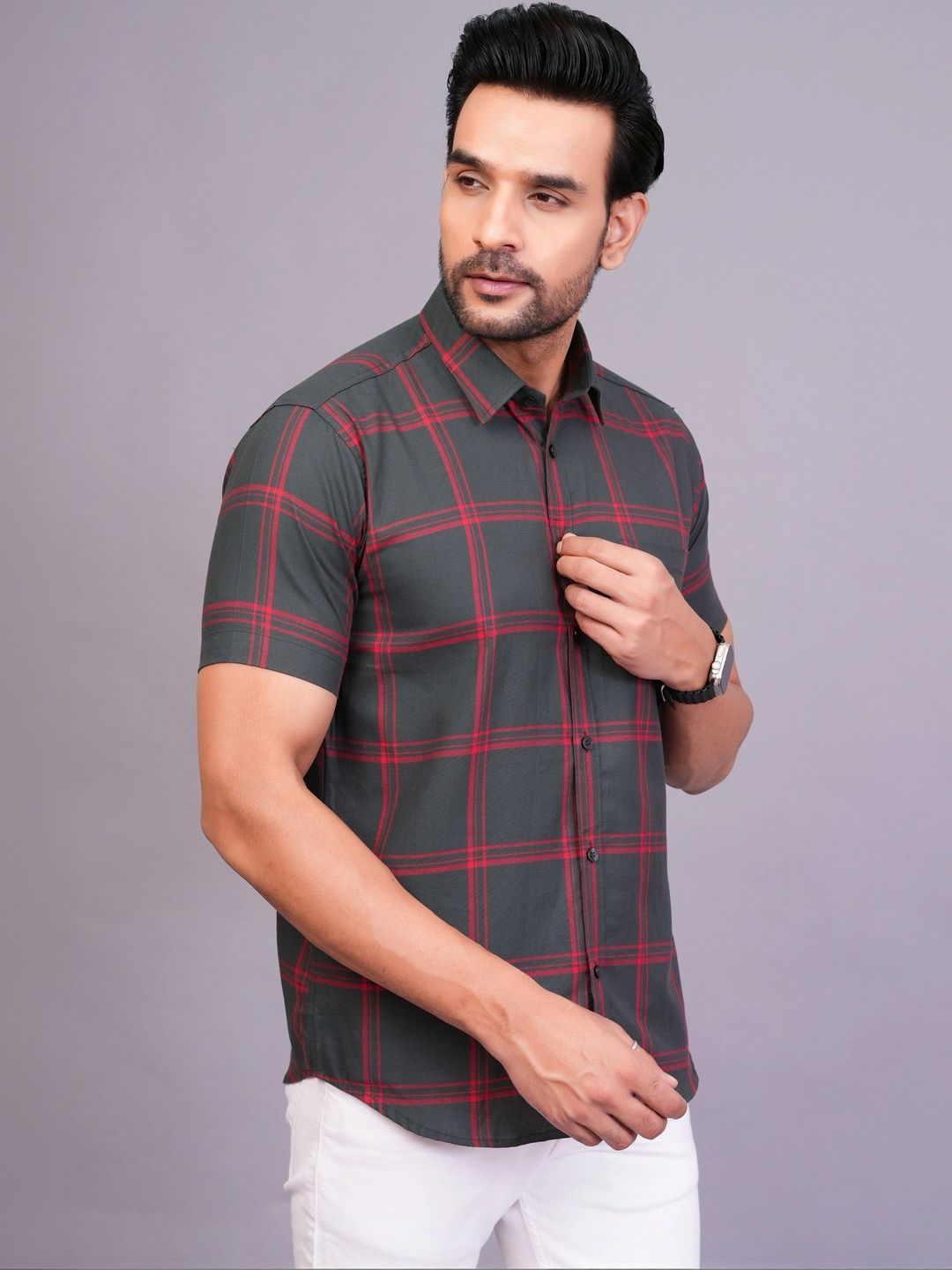 BLACKLILLY Men Standard Slim Fit Checked Casual Shirt-picture-39