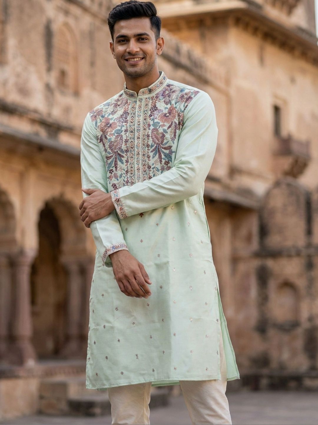 Anouk Men Ethnic Motifs Embroidered Thread Work Kurta-picture-23