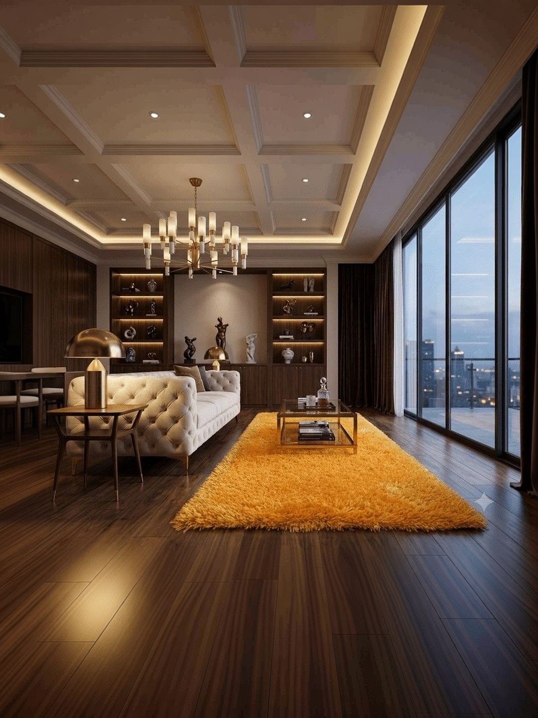 KAYNAT CARPET Yellow Solid Shaggy Woollen Carpet-image-38