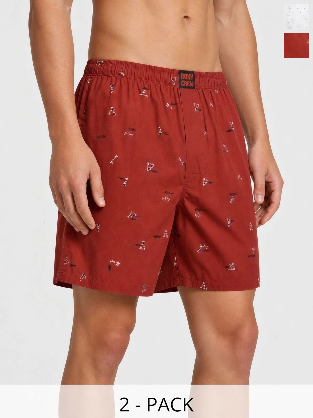 Boxy Crew Pack Of 2 Printed Pure Cotton Mid Rise Boxers-picture-39