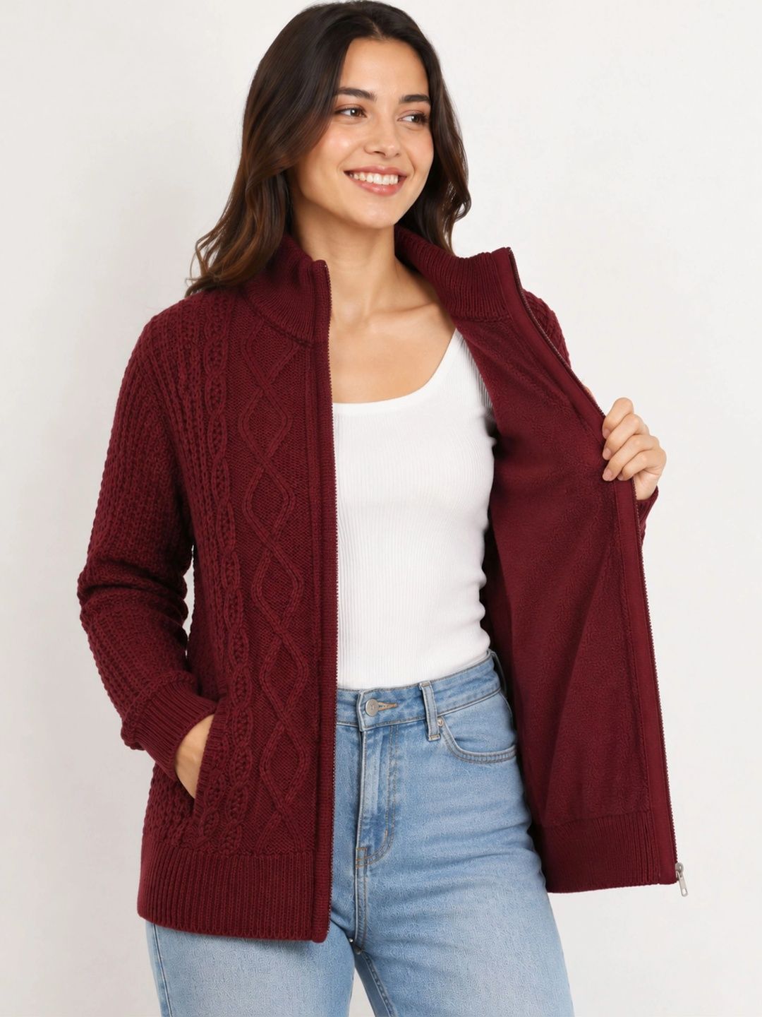 HAUTEMODA Women Cable Knit Woollen Pullover-picture-44