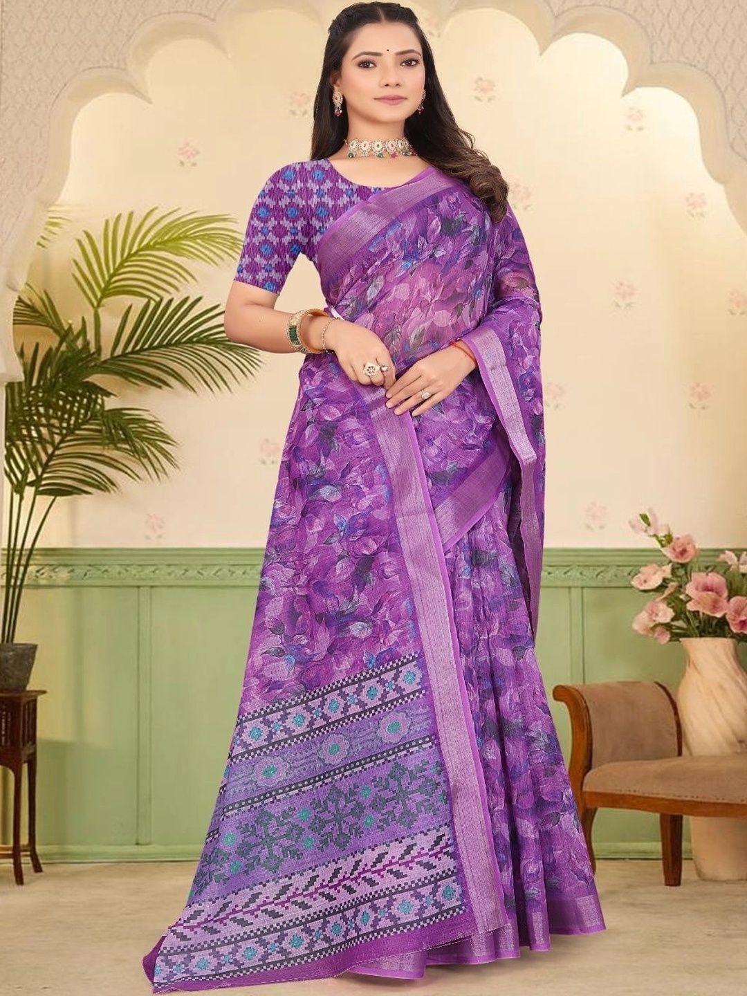 JIVIKA Floral Silk Cotton Kanjeevaram Saree-picture-15