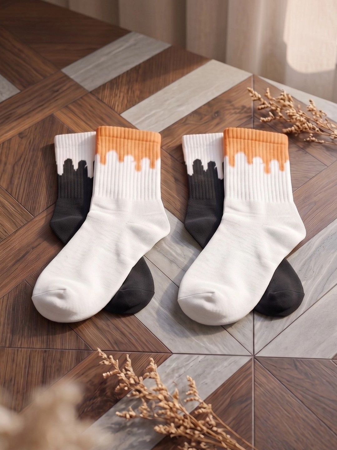 pell-mell Men Pack of 2 Cotton Assorted Patterned Above Ankle Socks-picture-54