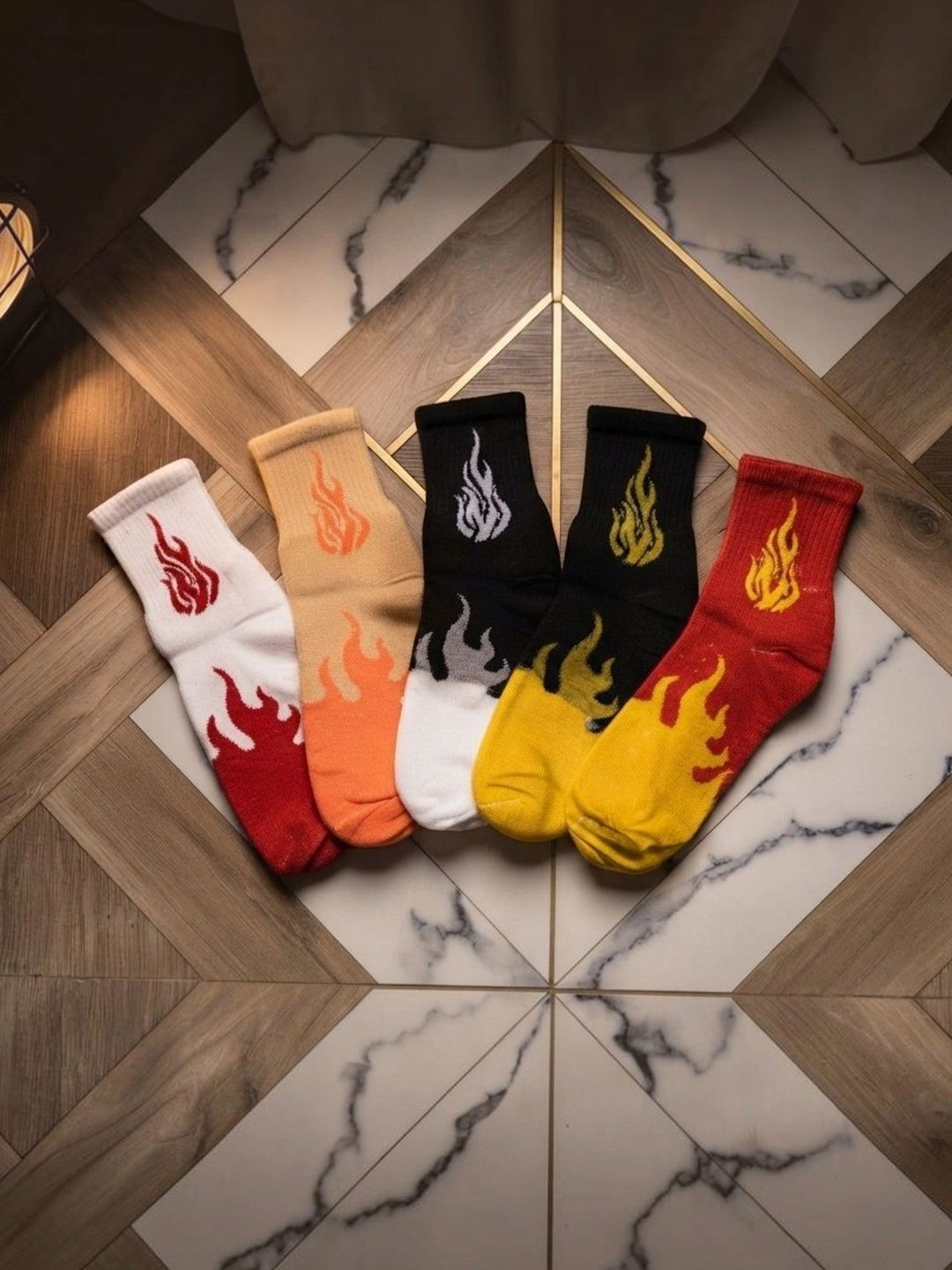 SWAZ Men Pack of 5 Cotton Assorted Patterned Above Ankle Socks-image-39