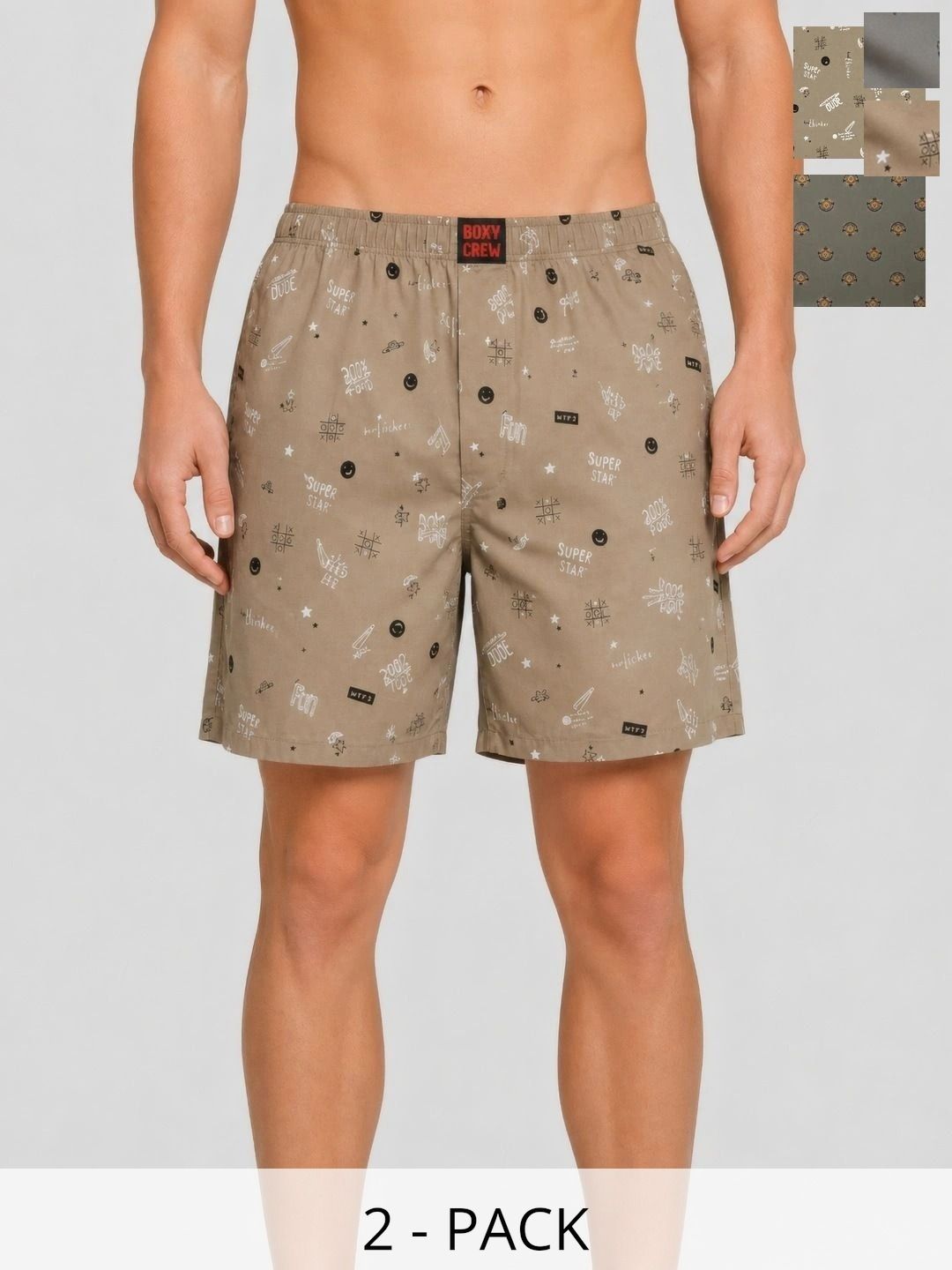 Boxy Crew Pack Of 2 Printed Pure Cotton Breathable Boxers-picture-44
