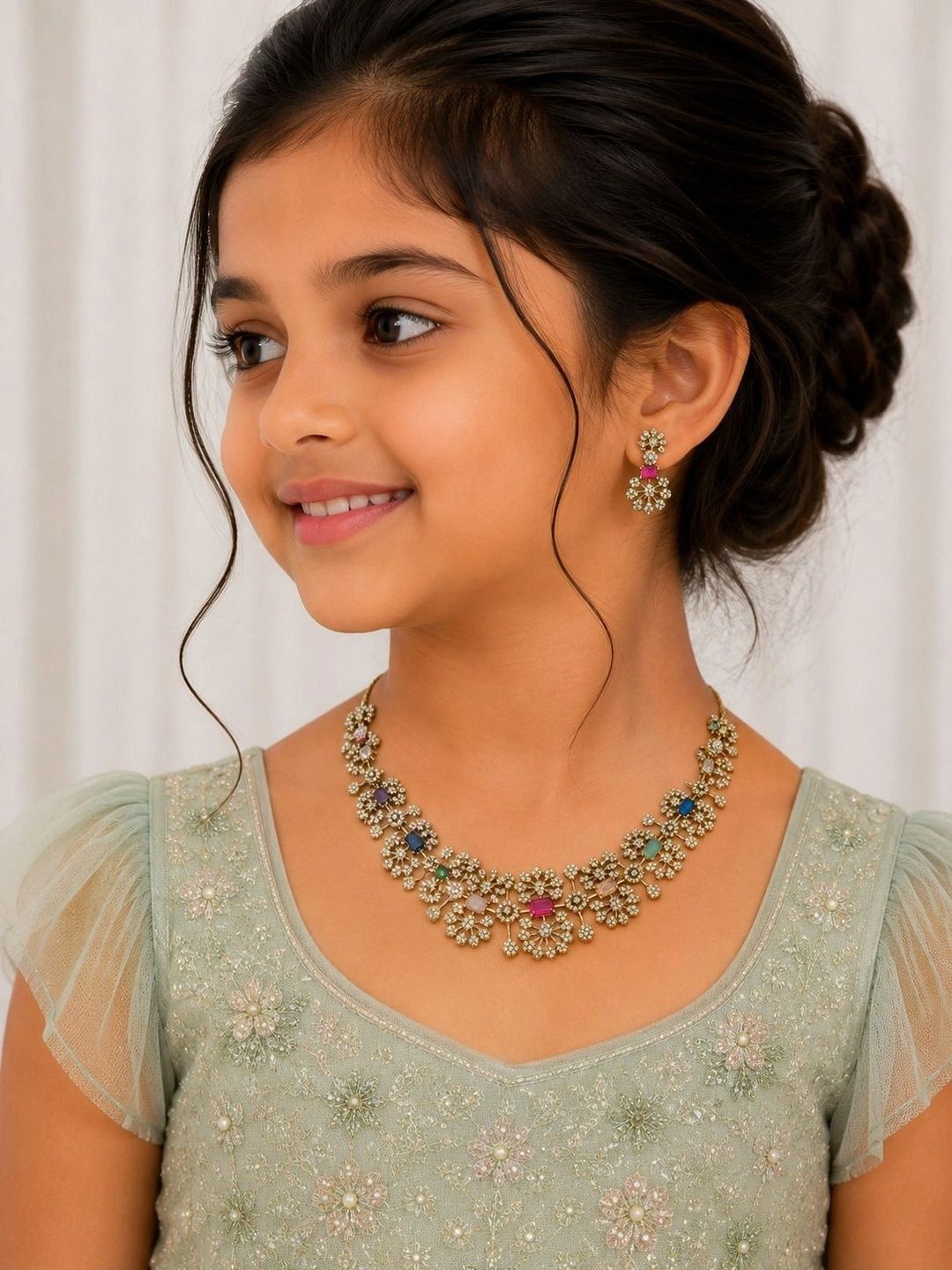 Elvixaa Gold-Plated American Diamond Necklace and Earrings-picture-40