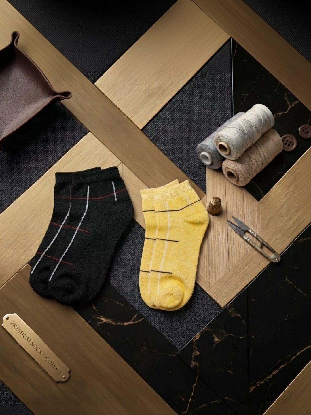 SWAZ Men Pack of 2 Cotton Assorted Patterned Ankle Length Socks-picture-36
