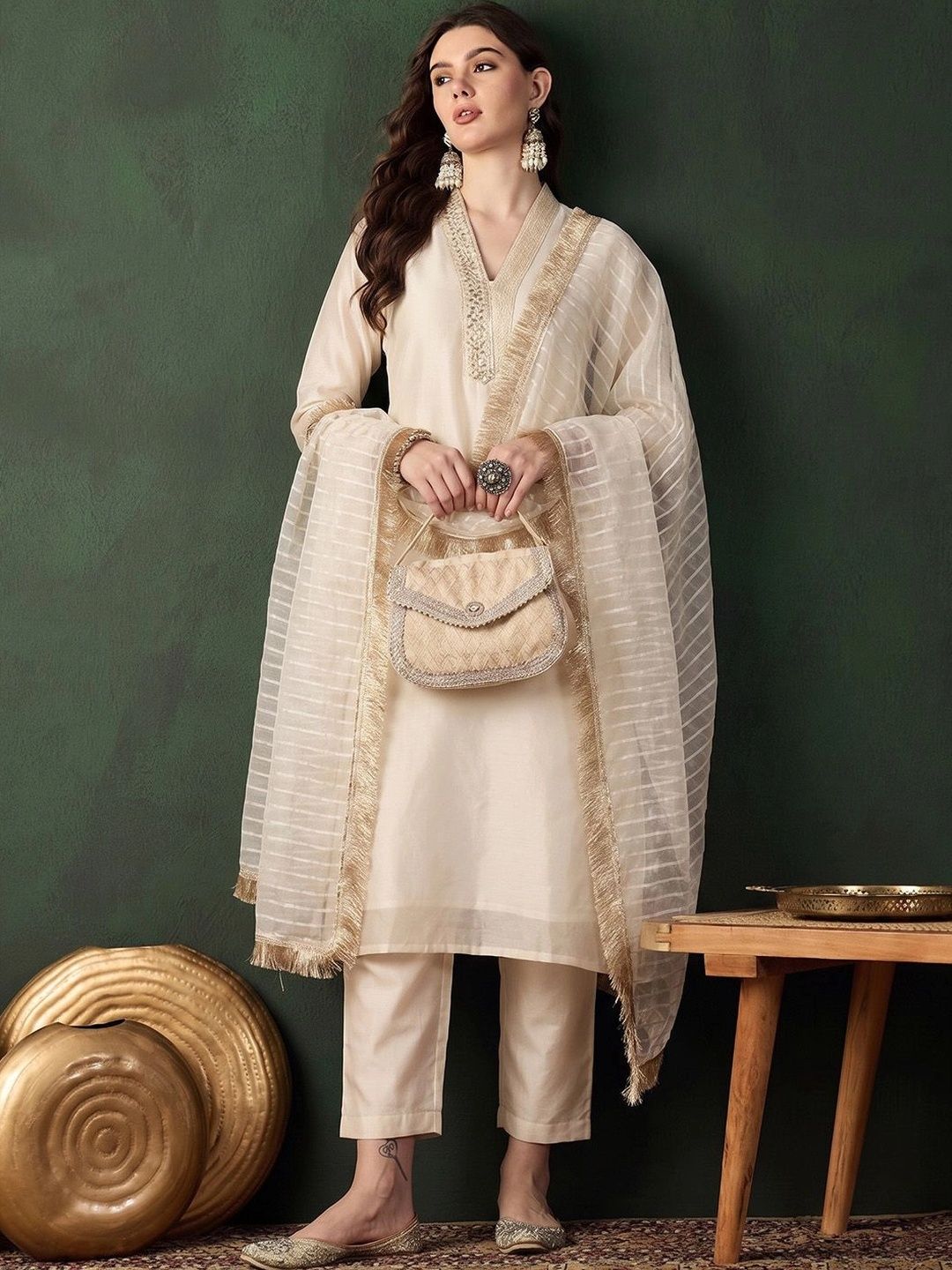 Sangria Women Regular Kurta with Trousers & With Dupatta-picture-15
