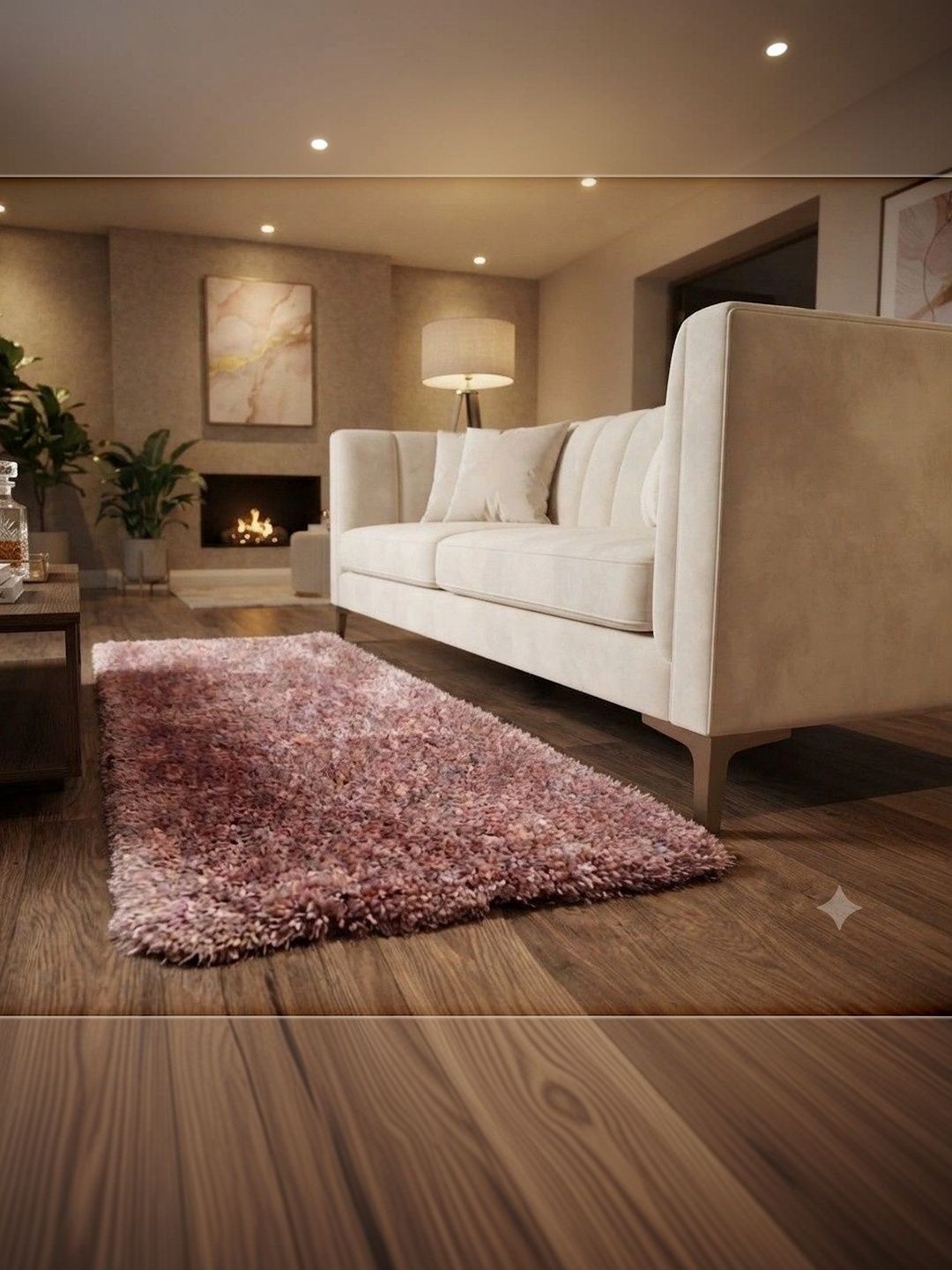 KAYNAT CARPET Pink Solid Shaggy Woollen Carpet-image-5