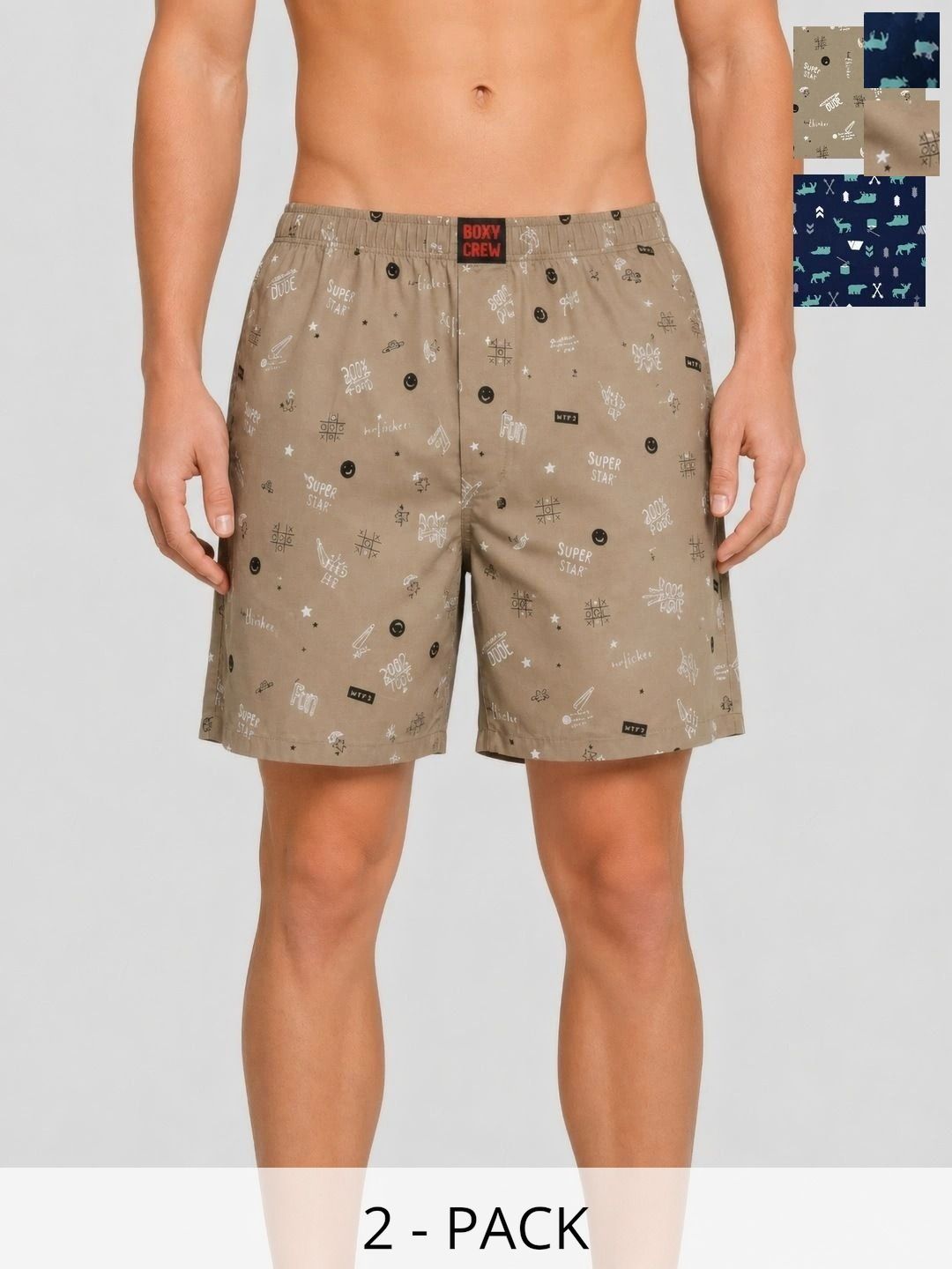 Boxy Crew Pack Of 2 Printed Pure Cotton Mid Rise Boxers-picture-15