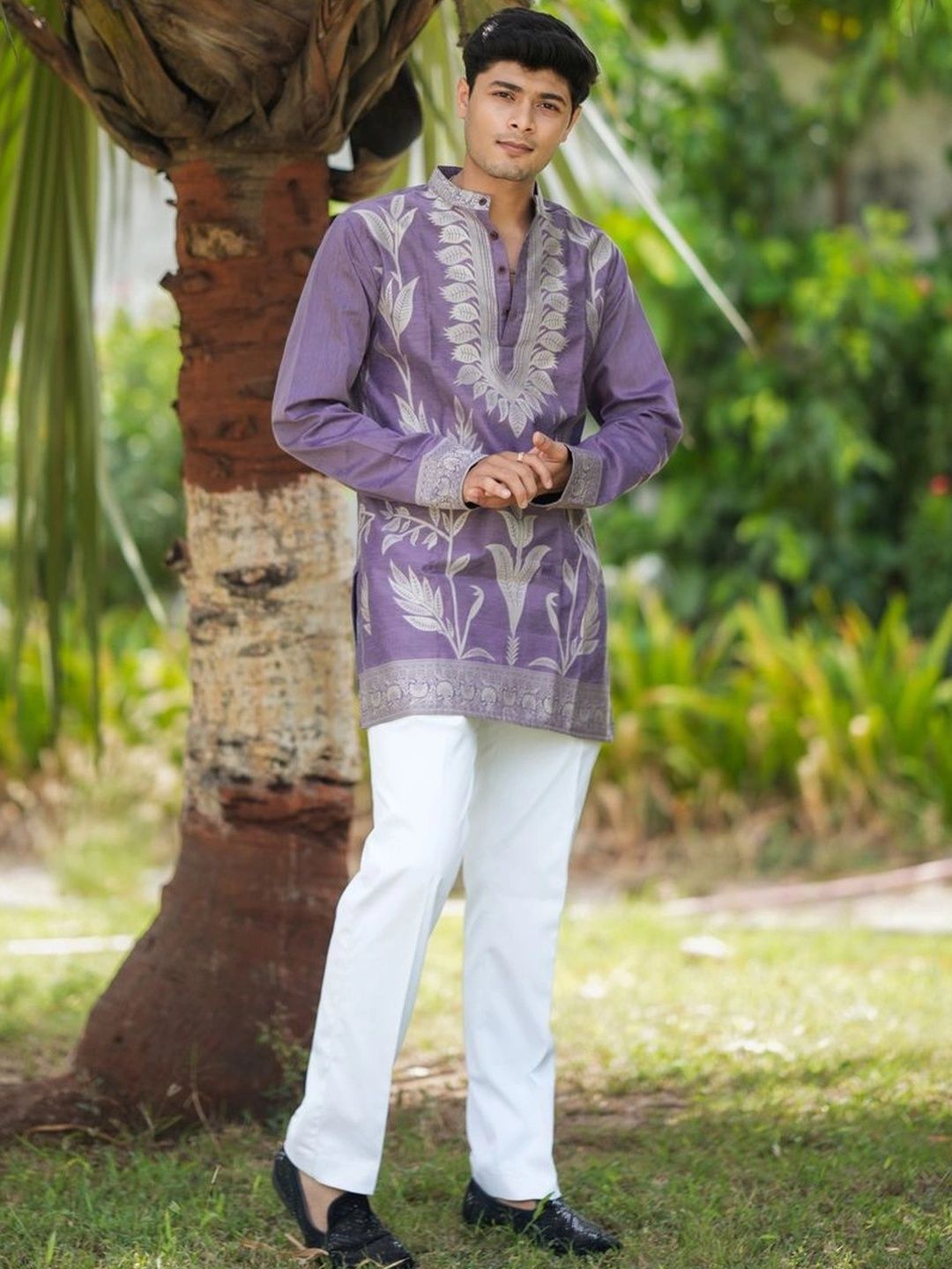 House Of Sanskruti Men Ethnic Motifs Embroidered Thread Work Jacquard Kurta-picture-33
