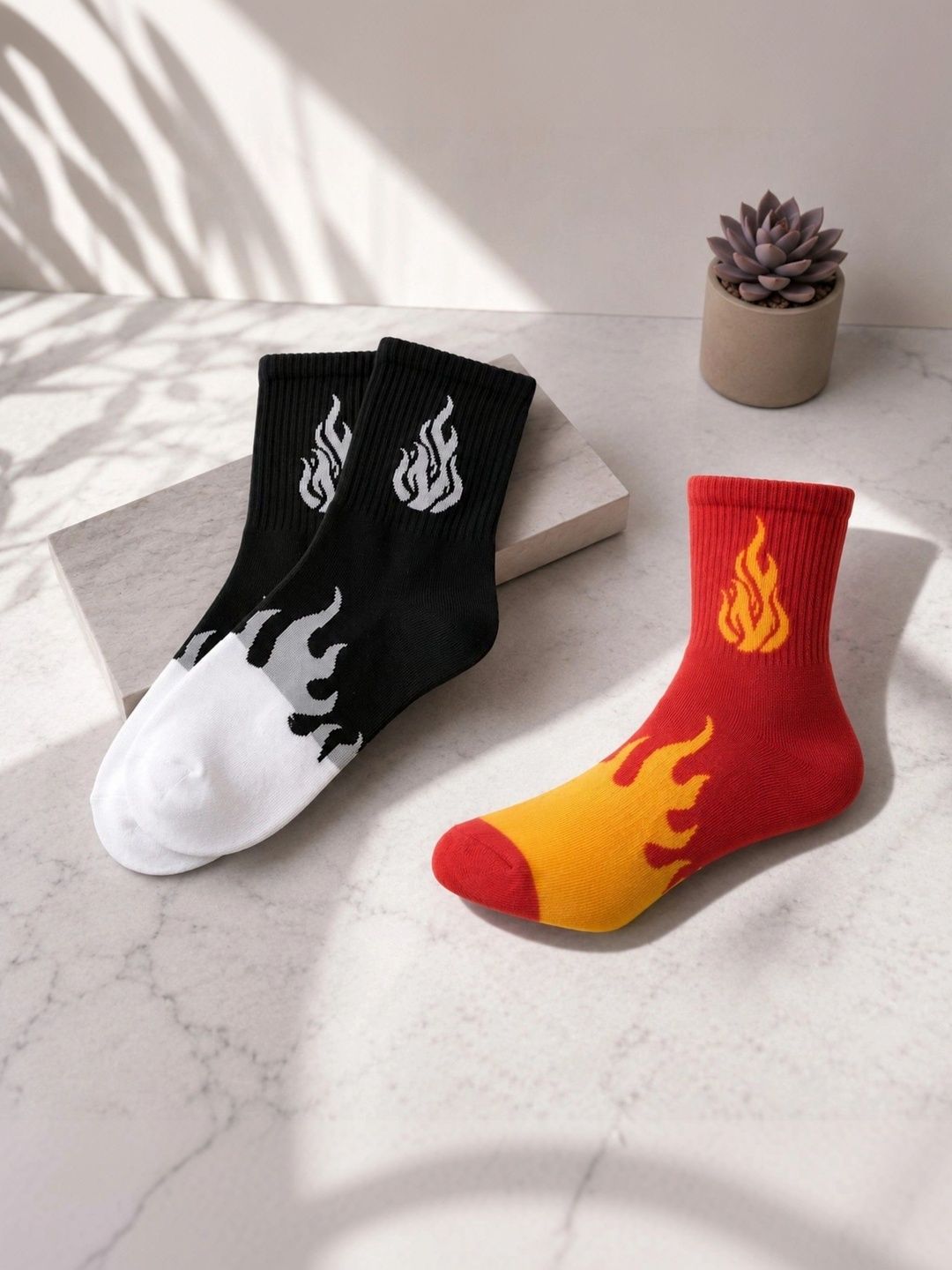 SWAZ Men Pack of 2 Cotton Assorted Patterned Ankle Length Socks-picture-45
