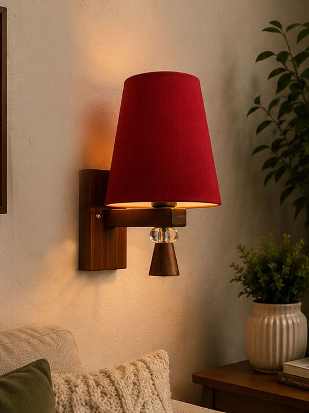 Myntra Elegant Homes Red Wood Frustum Shaped Wall Lamp-picture-11