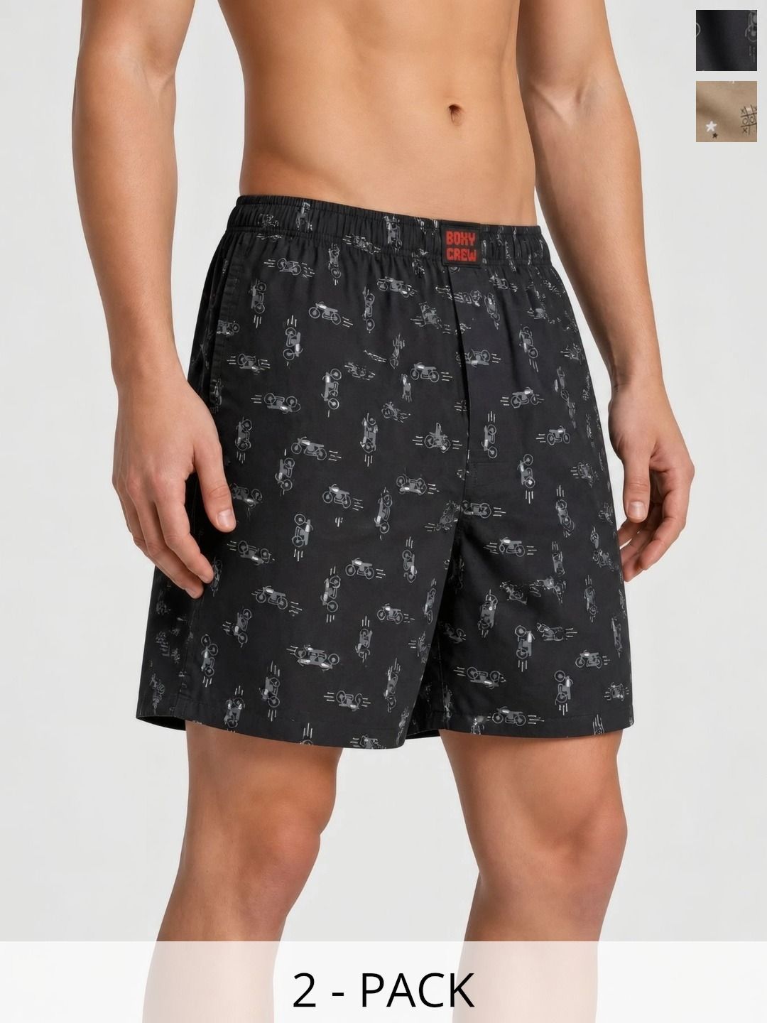Boxy Crew Pack Of 2 Printed Pure Cotton Breathable Boxers-picture-43