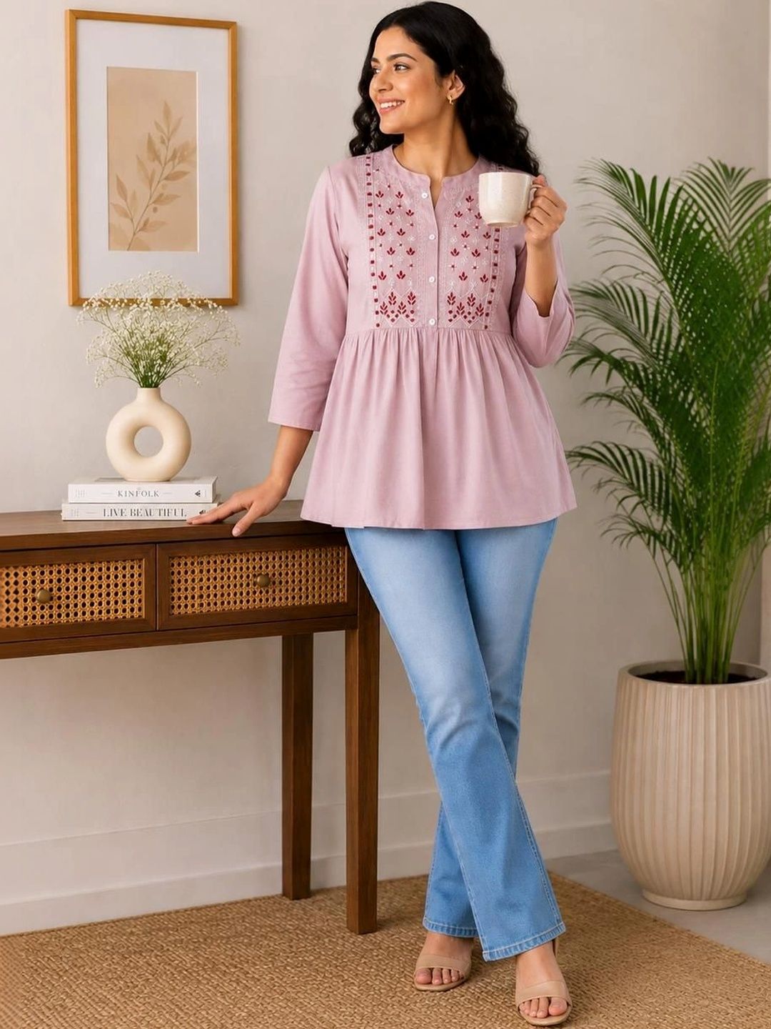 KALINI Ethnic Motifs Embroidered Kurti-picture-30