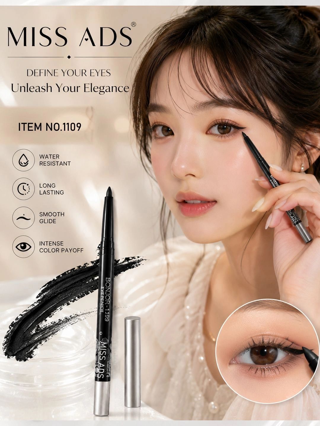 MISS ADS Long Lasting Eye Pencil - 2 g - Black-picture-18