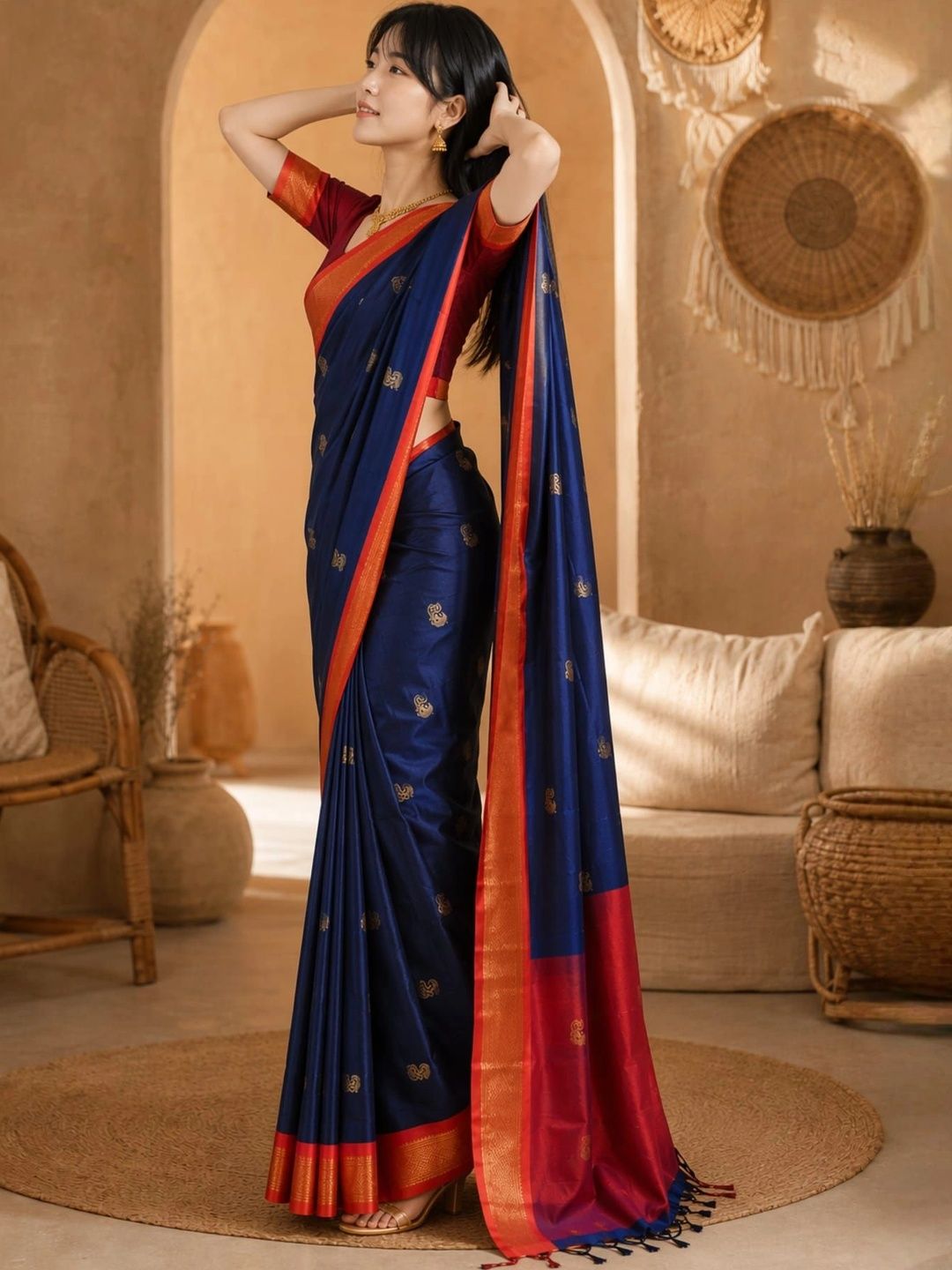 Moda Rapido Zari Pure Cotton Kanjeevaram Saree