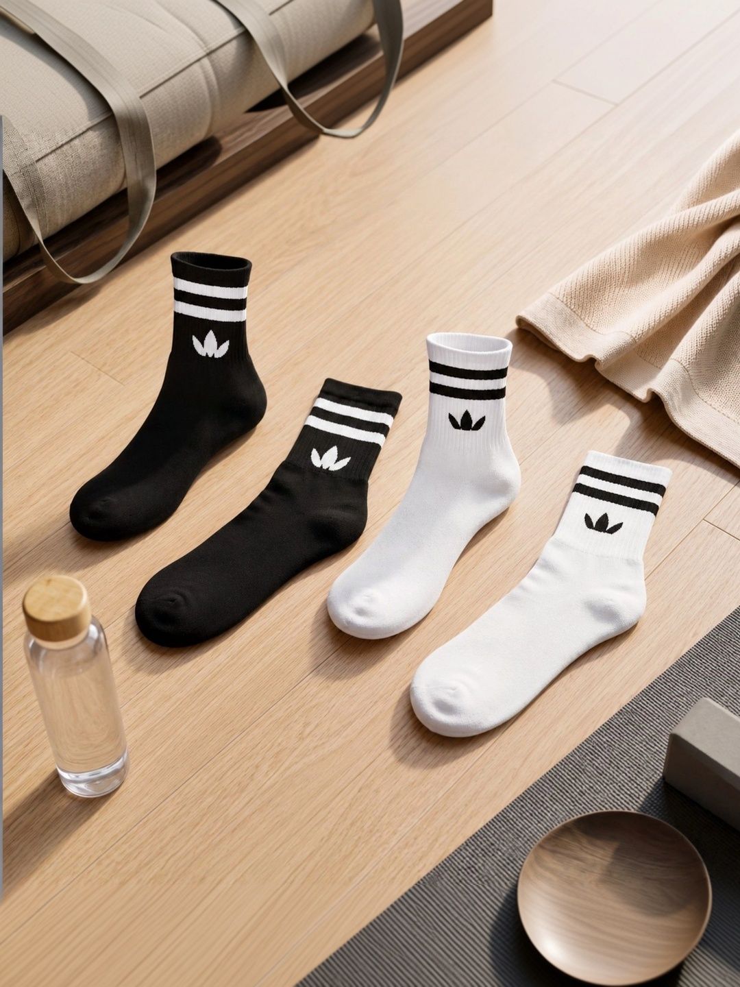 SWAZ Men Pack of 2 Cotton Assorted Striped Above Ankle Socks-picture-41